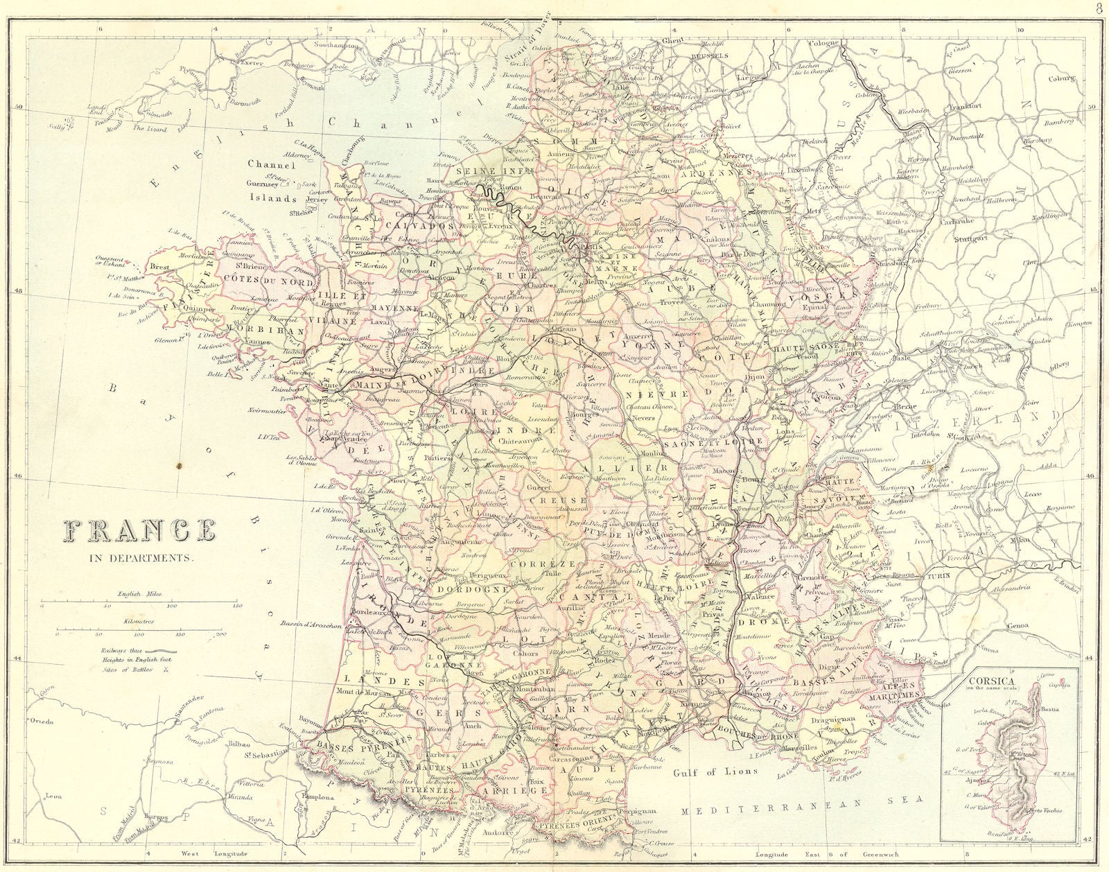 FRANCE. Departments. Philip 1888 old antique vintage map plan chart